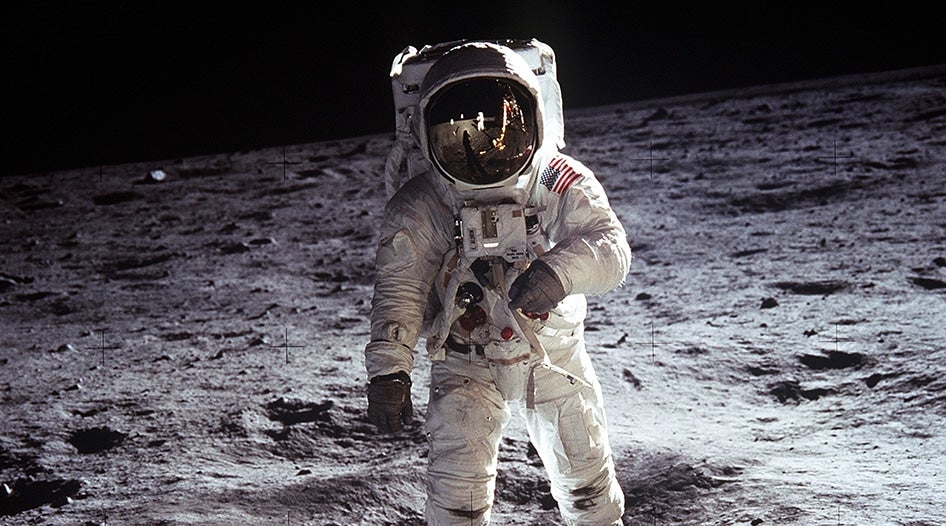 Image of explorer astronaut on the moon
