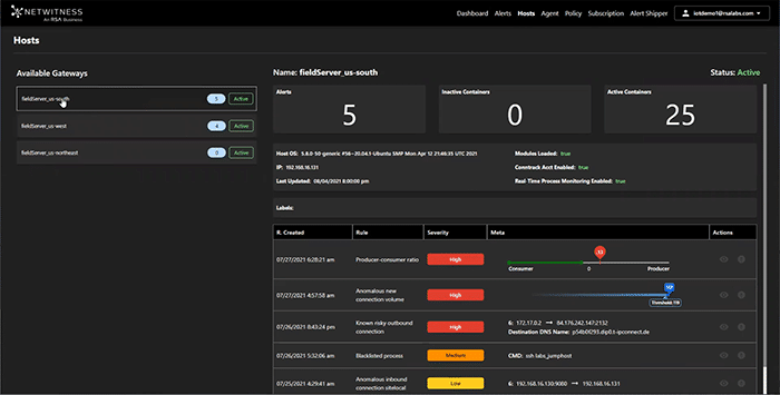 Dashboard and investigations Dashboard and investigations