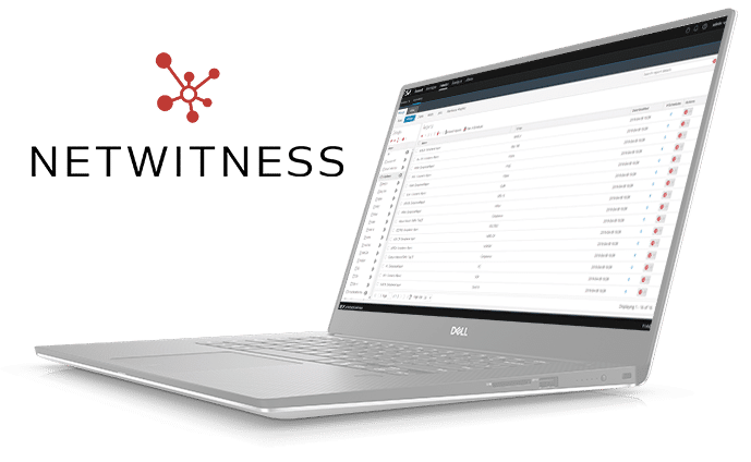 laptop showing NetWitness log monitoring reduced dwell times